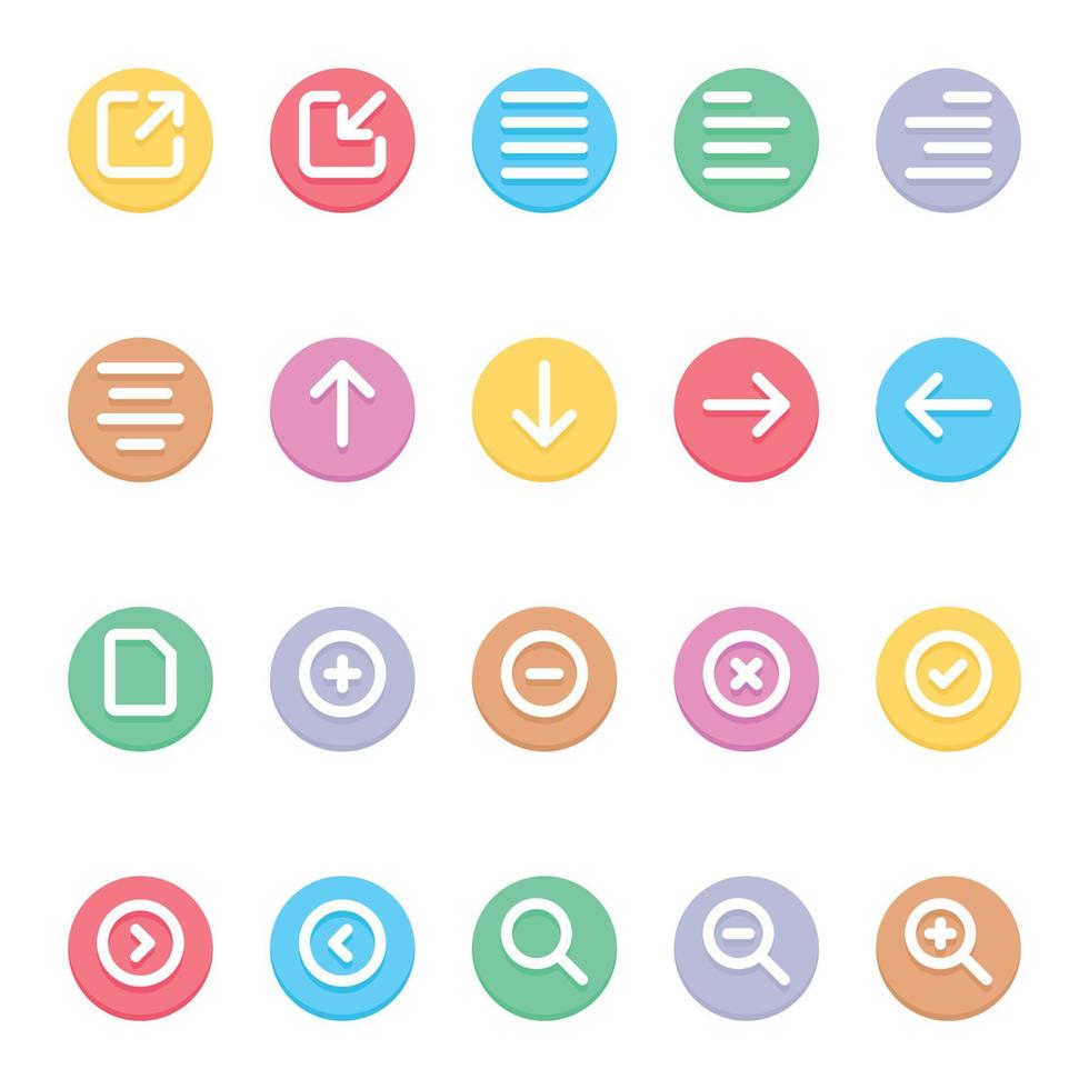 icônes de contour de couleur de cercle pour l'interface utilisateur. vecteur
