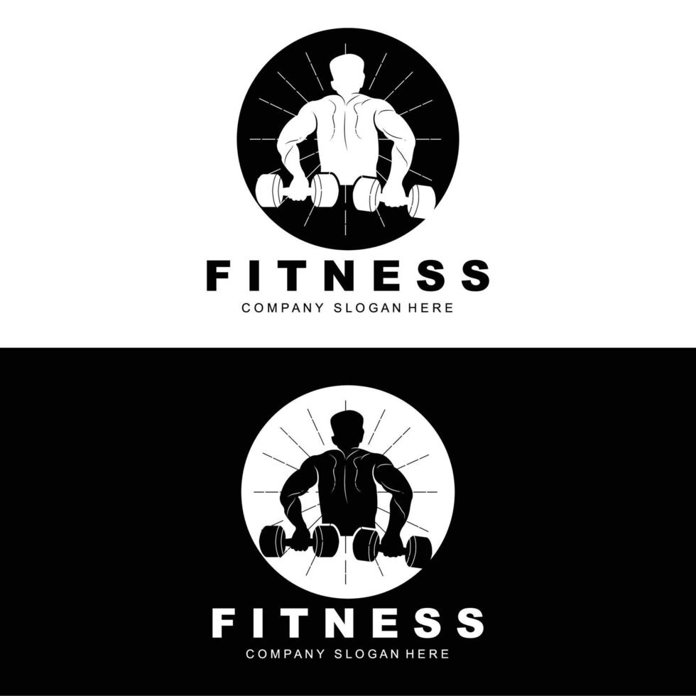 logo de gym, image vectorielle de logo de fitness, conception adaptée à la forme physique, aux équipements sportifs, à la santé du corps, aux marques de produits de compléments corporels vecteur