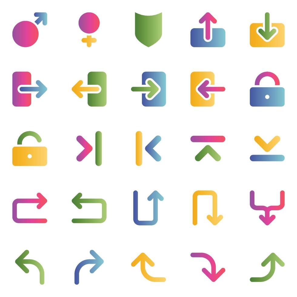icônes de couleur dégradée pour le signe et le symbole. vecteur