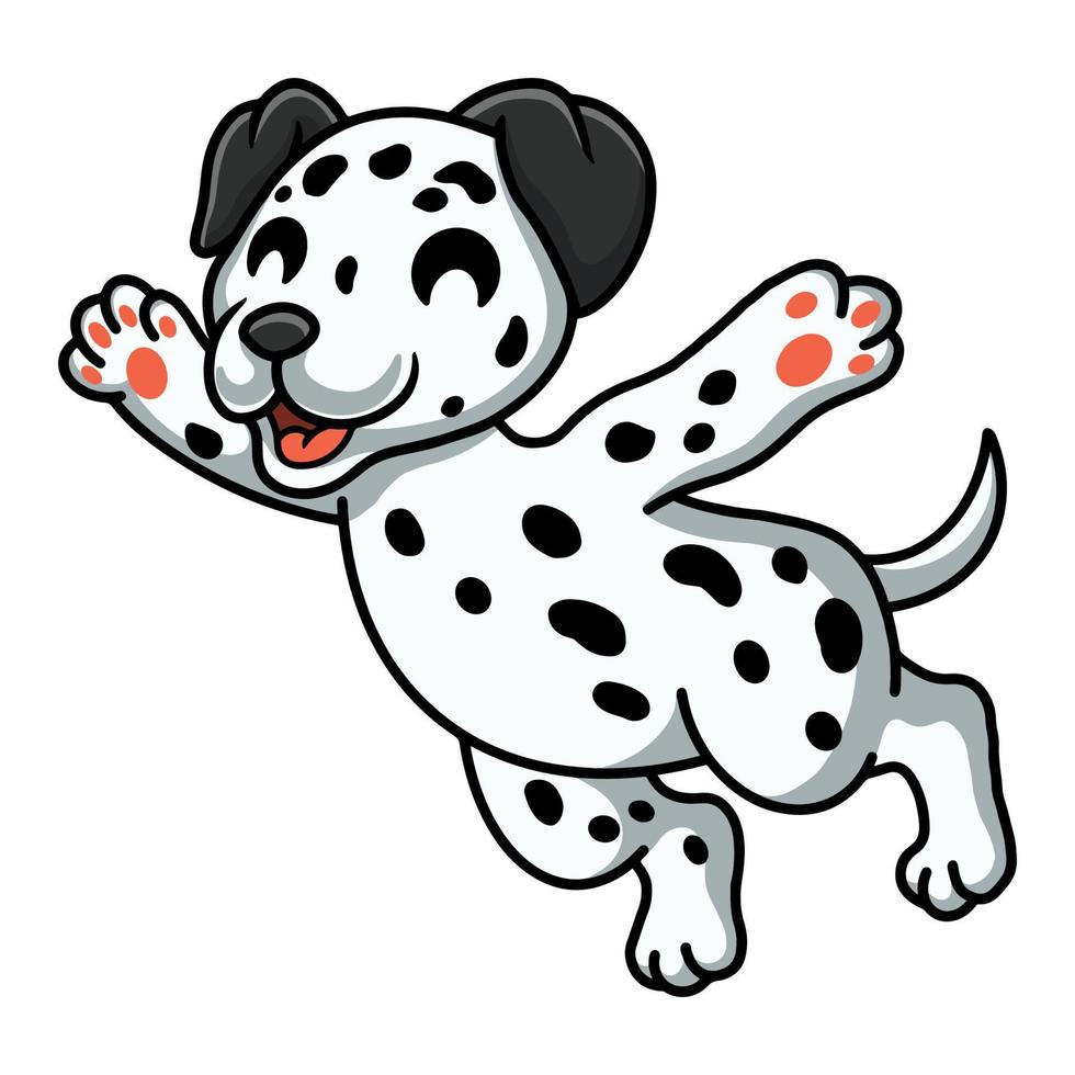 dessin animé mignon chien dalmatien sautant vecteur