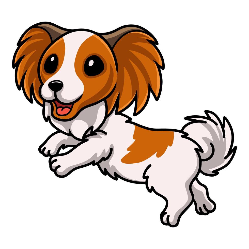 mignon, papillon, chien, dessin animé, poser vecteur