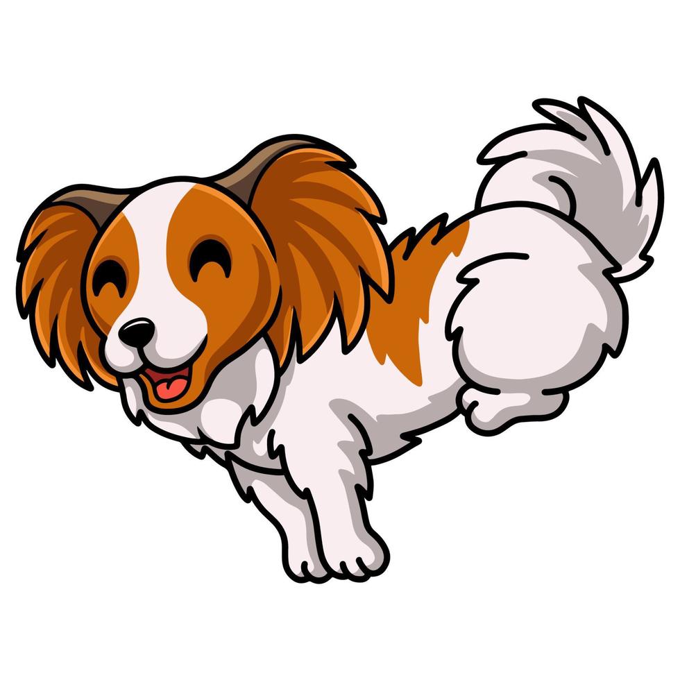 mignon, papillon, chien, dessin animé, sauter vecteur