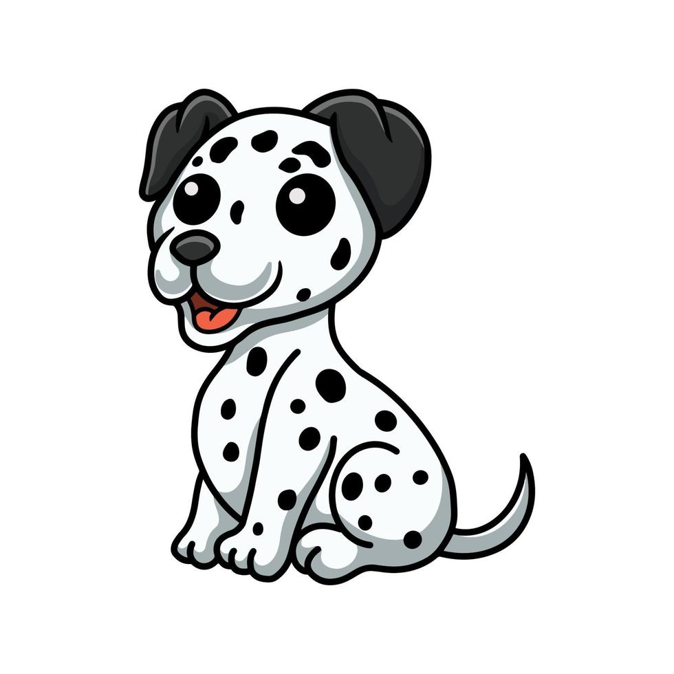 dessin animé mignon chien dalmatien assis vecteur