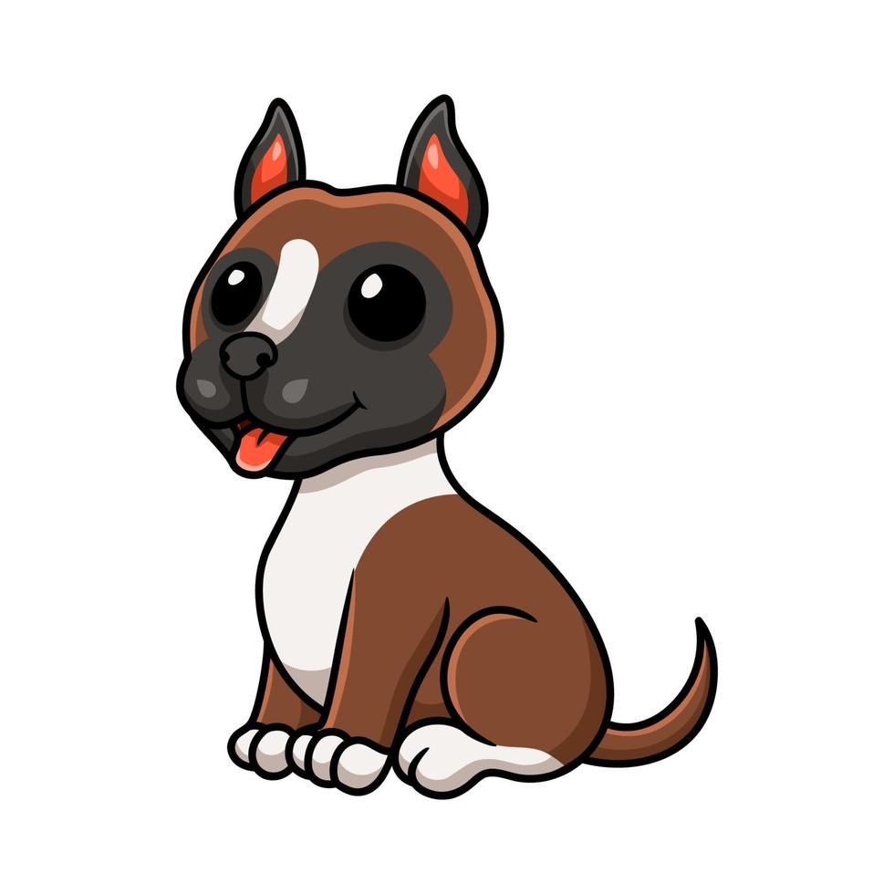 dessin animé mignon petit chien boxer vecteur