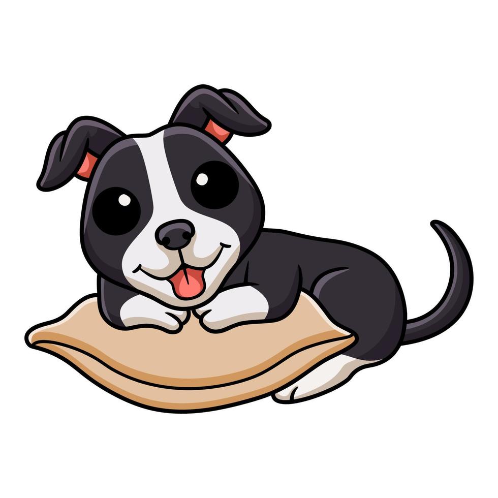 mignon, américain, staffordshire, terrier, chien, dessin animé, sur, les, oreiller vecteur