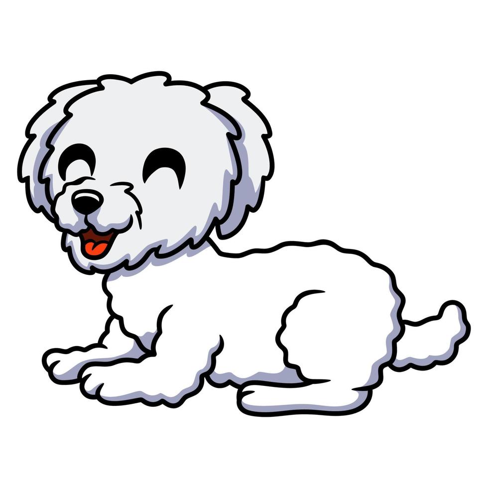 dessin animé mignon bichon frisé fixant vecteur