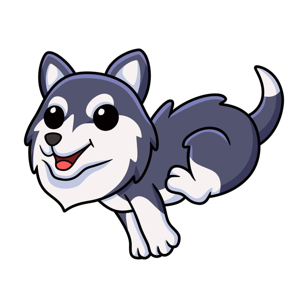 dessin animé mignon chien husky sibérien en cours d'exécution vecteur