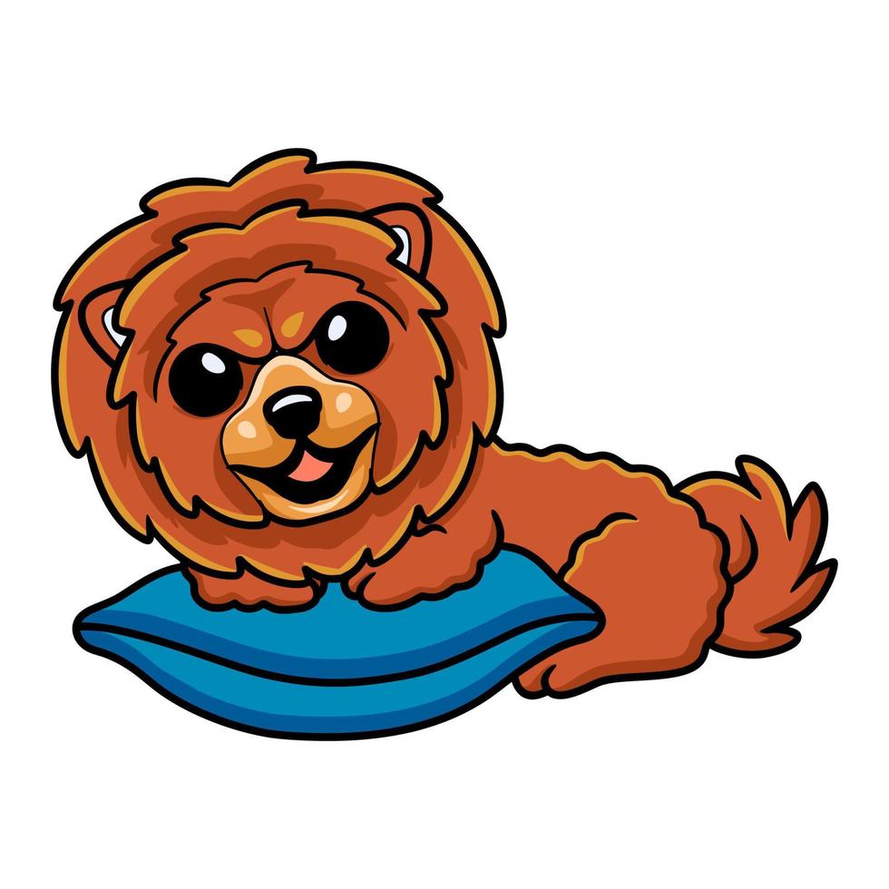 mignon petit dessin animé de chien lion sur l'oreiller vecteur
