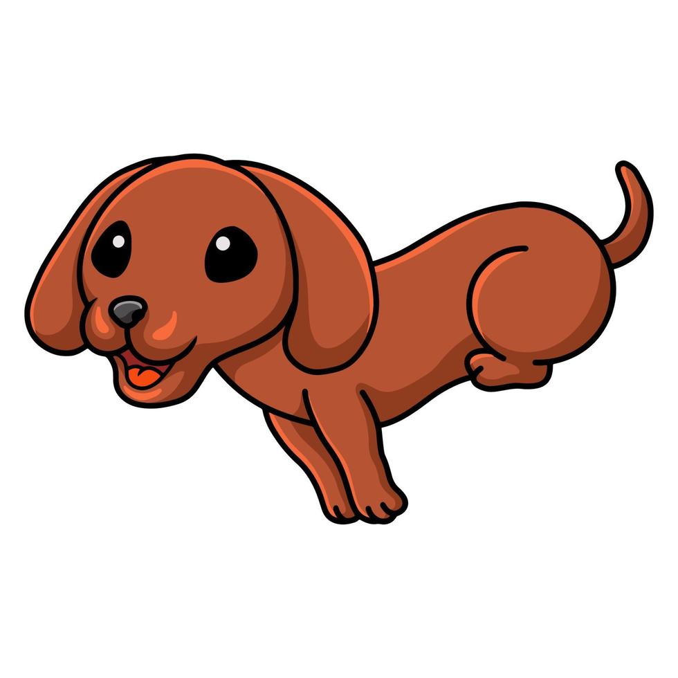dessin animé mignon chien teckel en cours d'exécution vecteur
