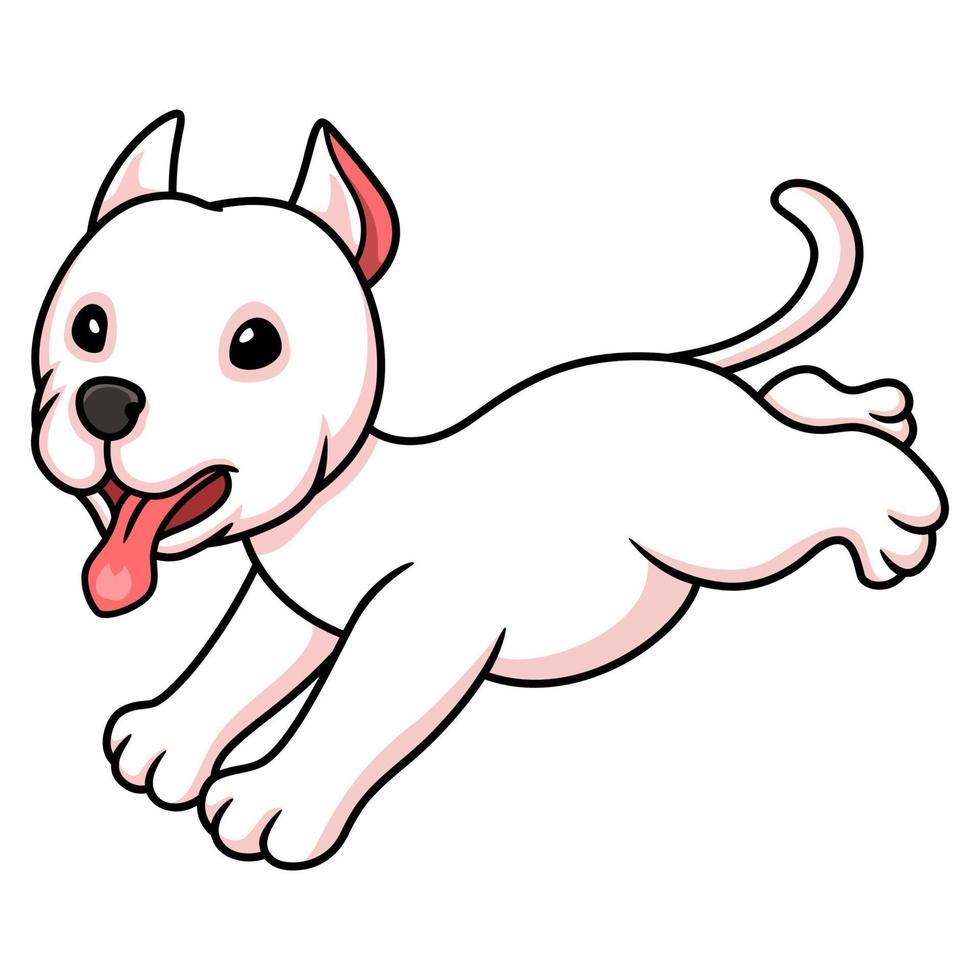 dessin animé mignon chien dogo argentino en cours d'exécution vecteur