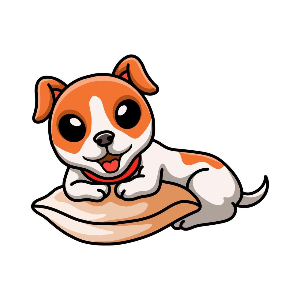 dessin animé mignon chien jack russel sur l'oreiller vecteur