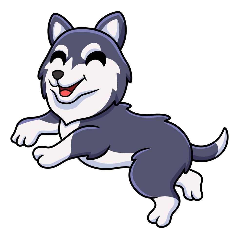 dessin animé mignon chien husky sibérien vecteur