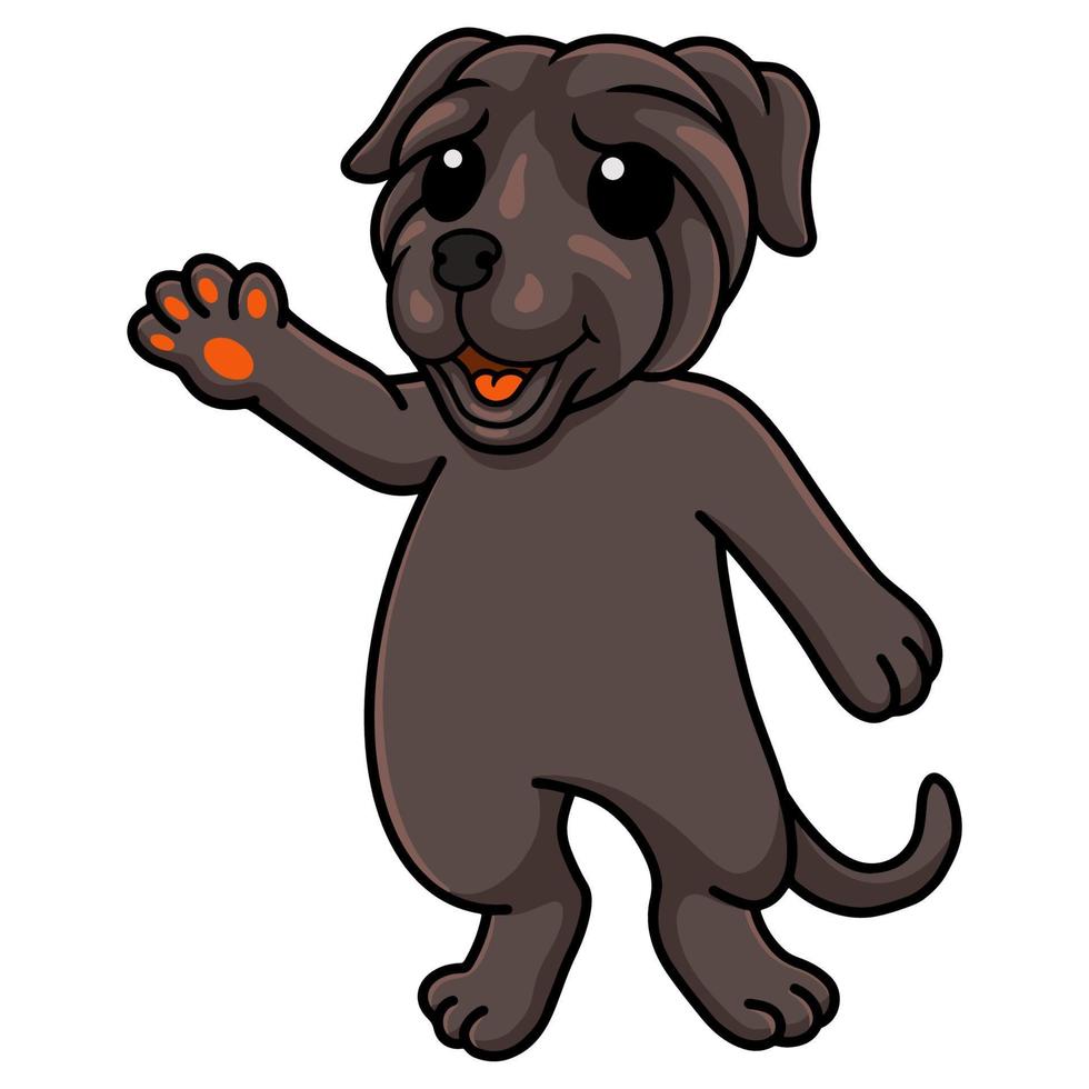 dessin animé mignon chien mastiff napolitain agitant la main vecteur