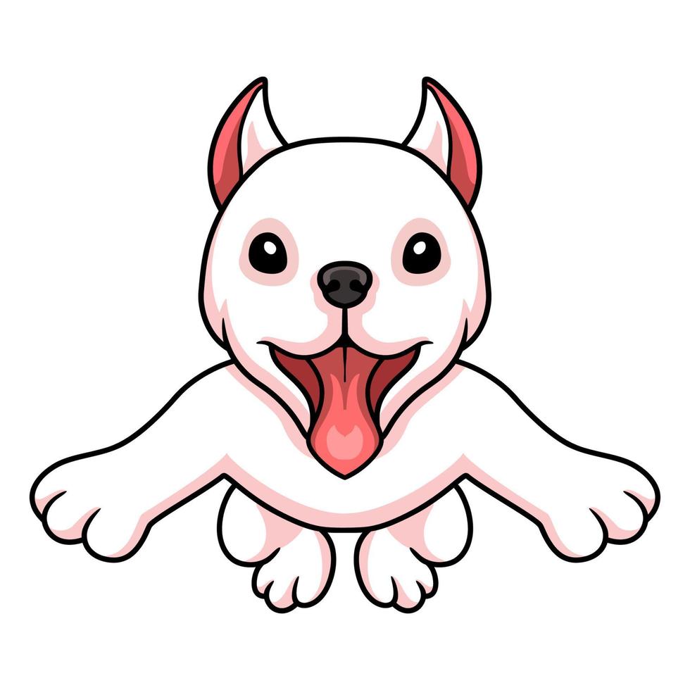 mignon, dogo, argentino, chien, dessin animé, sauter vecteur