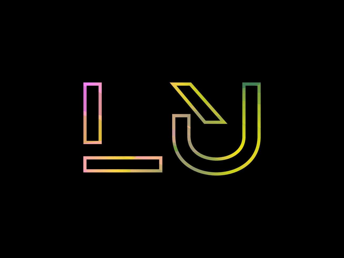 logo de lettre lu avec vecteur de texture arc-en-ciel coloré. vecteur professionnel.
