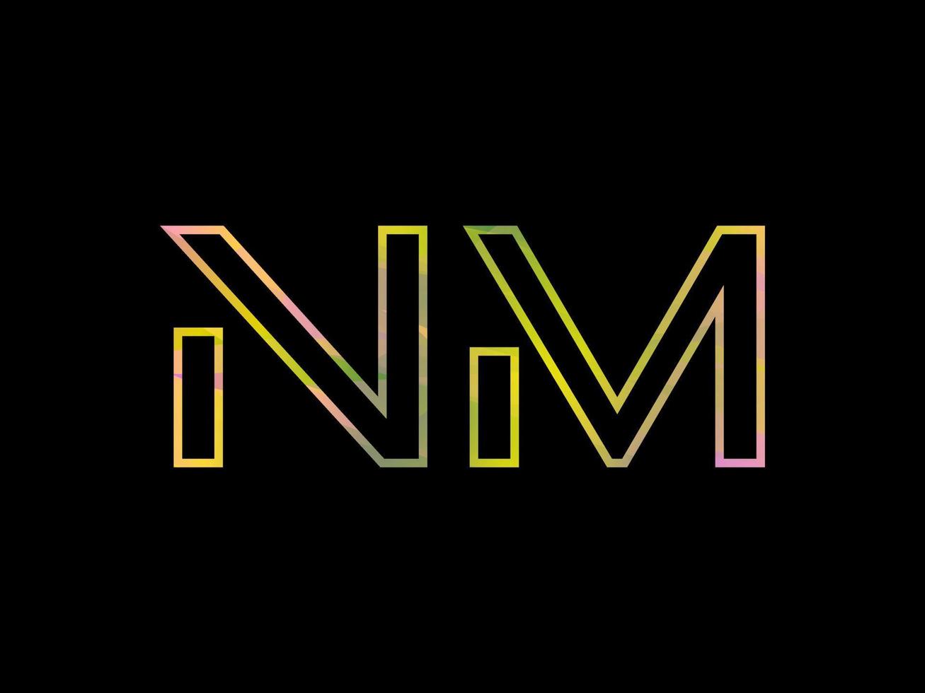 logo de lettre nm avec vecteur de texture arc-en-ciel coloré. vecteur professionnel.