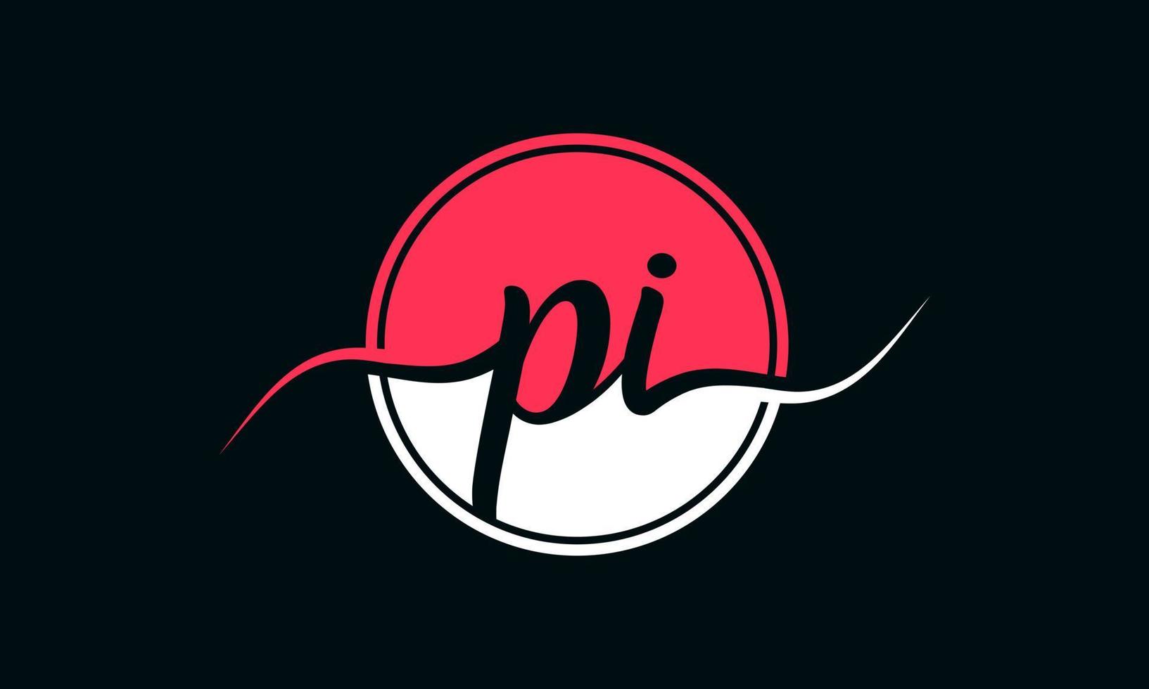 logo initial de la lettre pi avec cercle intérieur de couleur blanche et rose. vecteur professionnel.