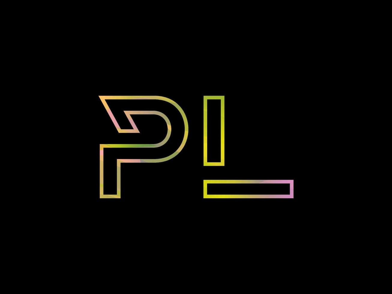 logo de lettre pl avec vecteur de texture arc-en-ciel coloré. vecteur professionnel.