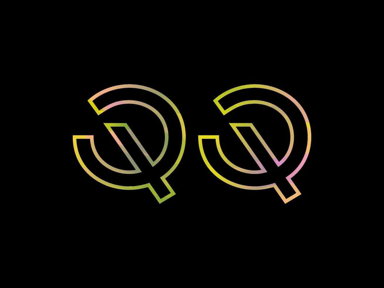 logo de lettre qq avec vecteur de texture arc-en-ciel coloré. vecteur professionnel.