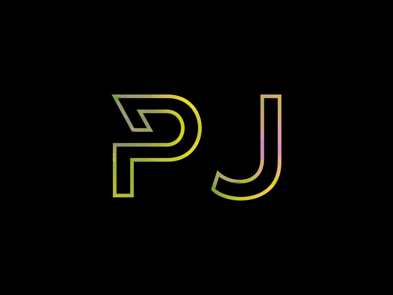 logo de lettre pj avec vecteur de texture arc-en-ciel coloré. vecteur professionnel.