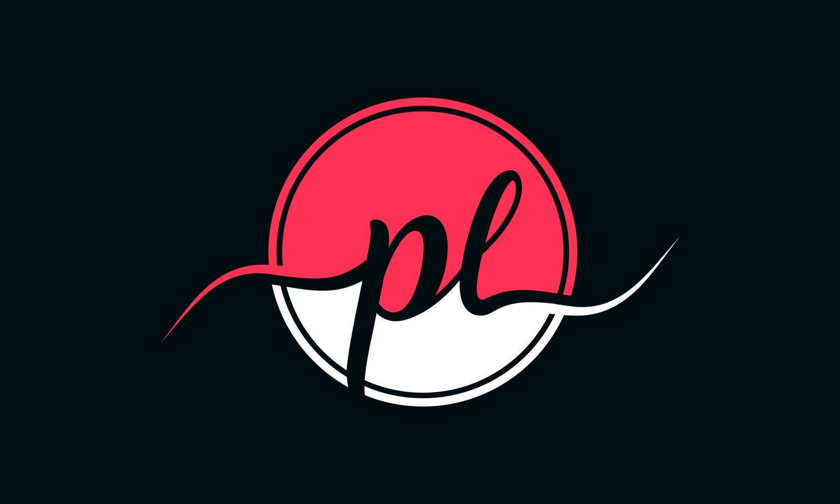 logo initial de la lettre pl avec cercle intérieur de couleur blanche et rose. vecteur professionnel.