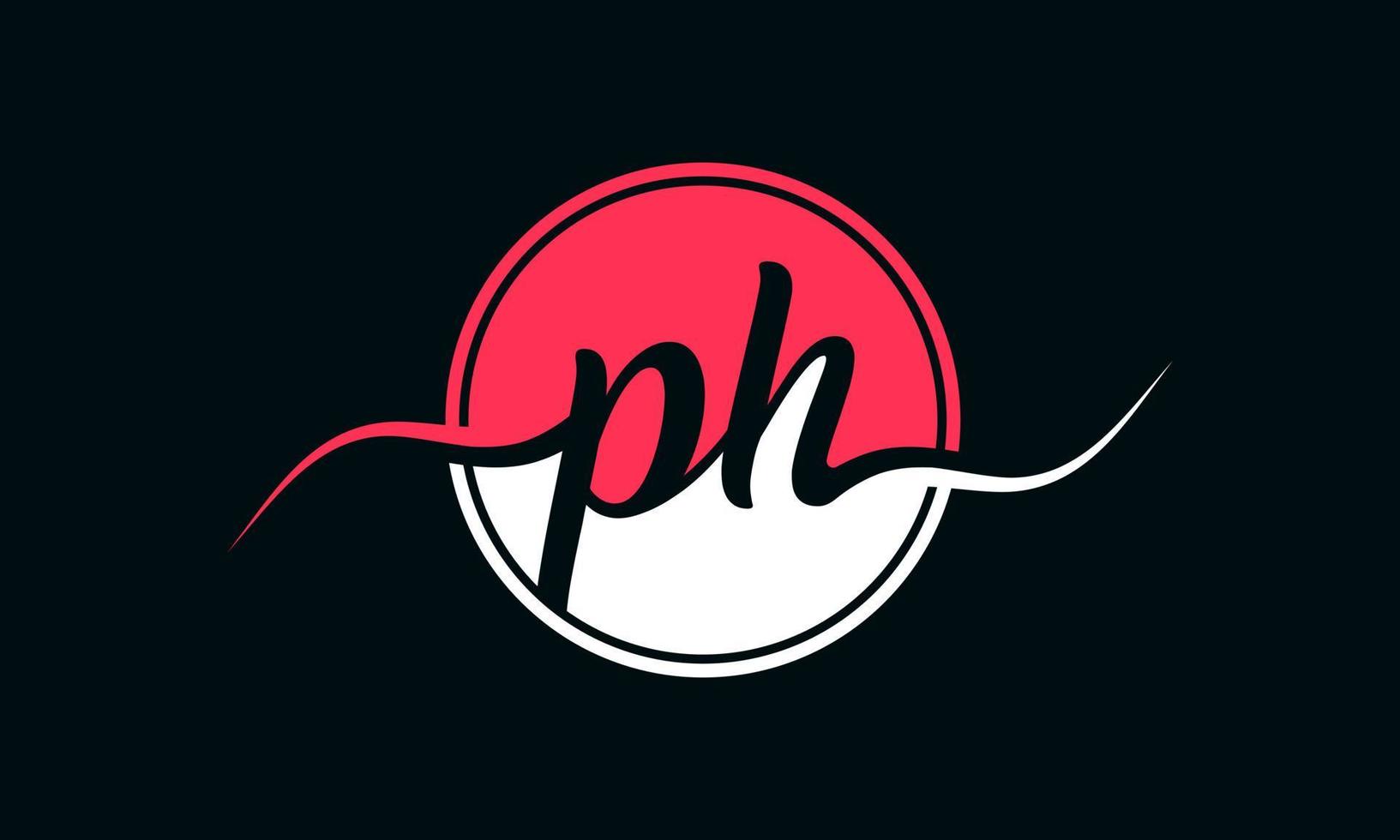 logo initial de la lettre ph avec cercle intérieur de couleur blanche et rose. vecteur professionnel.