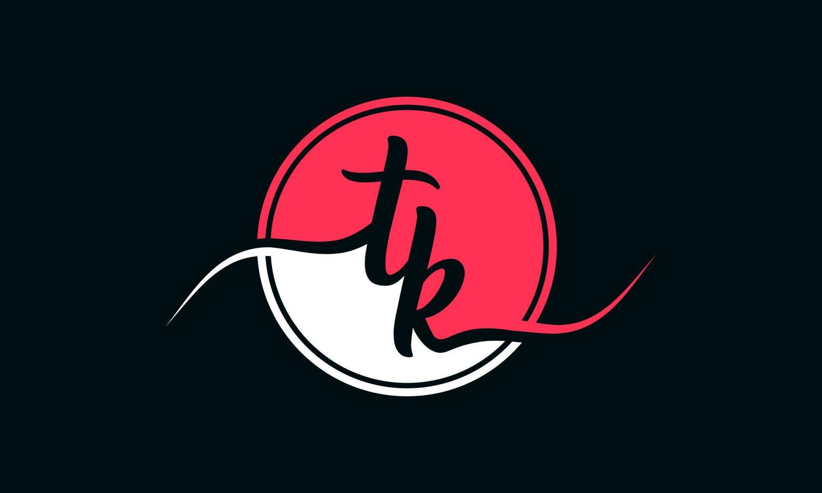 logo initial de la lettre tk avec cercle intérieur de couleur blanche et rose. vecteur professionnel.