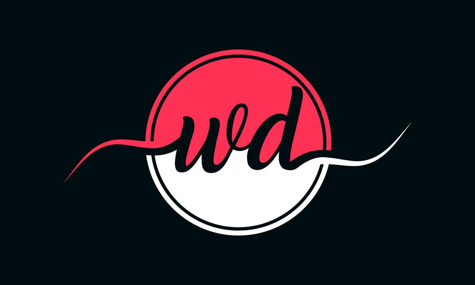 logo initial de la lettre wd avec cercle intérieur de couleur blanche et rose. vecteur professionnel.