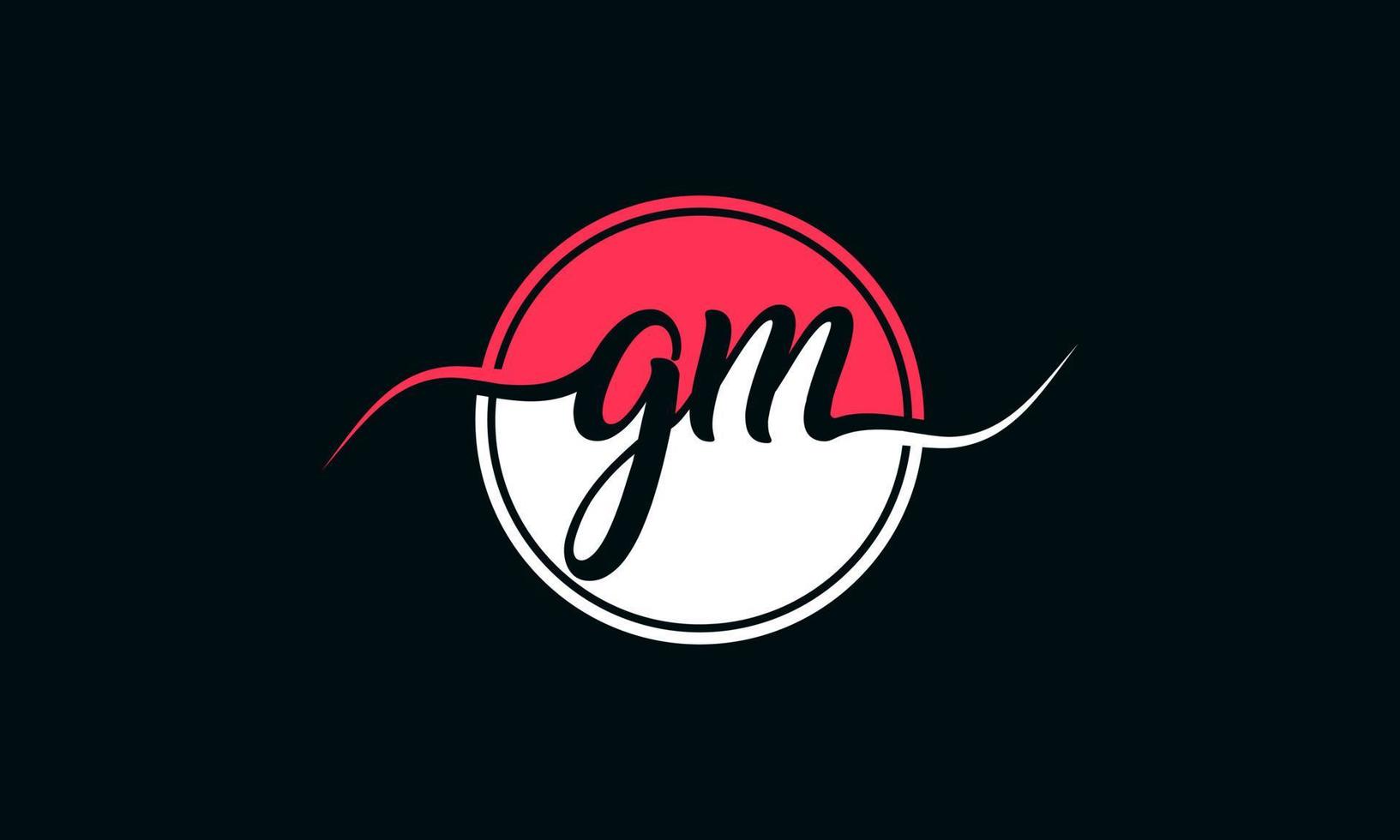 logo initial de la lettre gm avec cercle intérieur de couleur blanche et rose. vecteur professionnel.