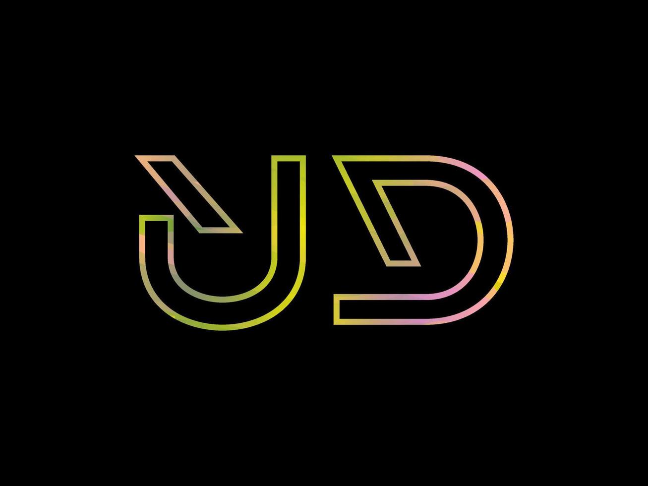 logo de lettre ud avec vecteur de texture arc-en-ciel coloré. vecteur professionnel.