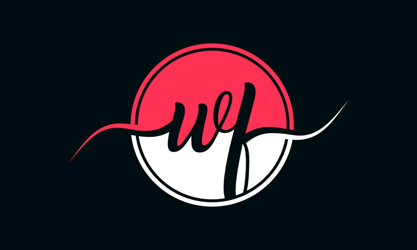 logo de lettre wf initial avec cercle intérieur de couleur blanche et rose. vecteur professionnel.