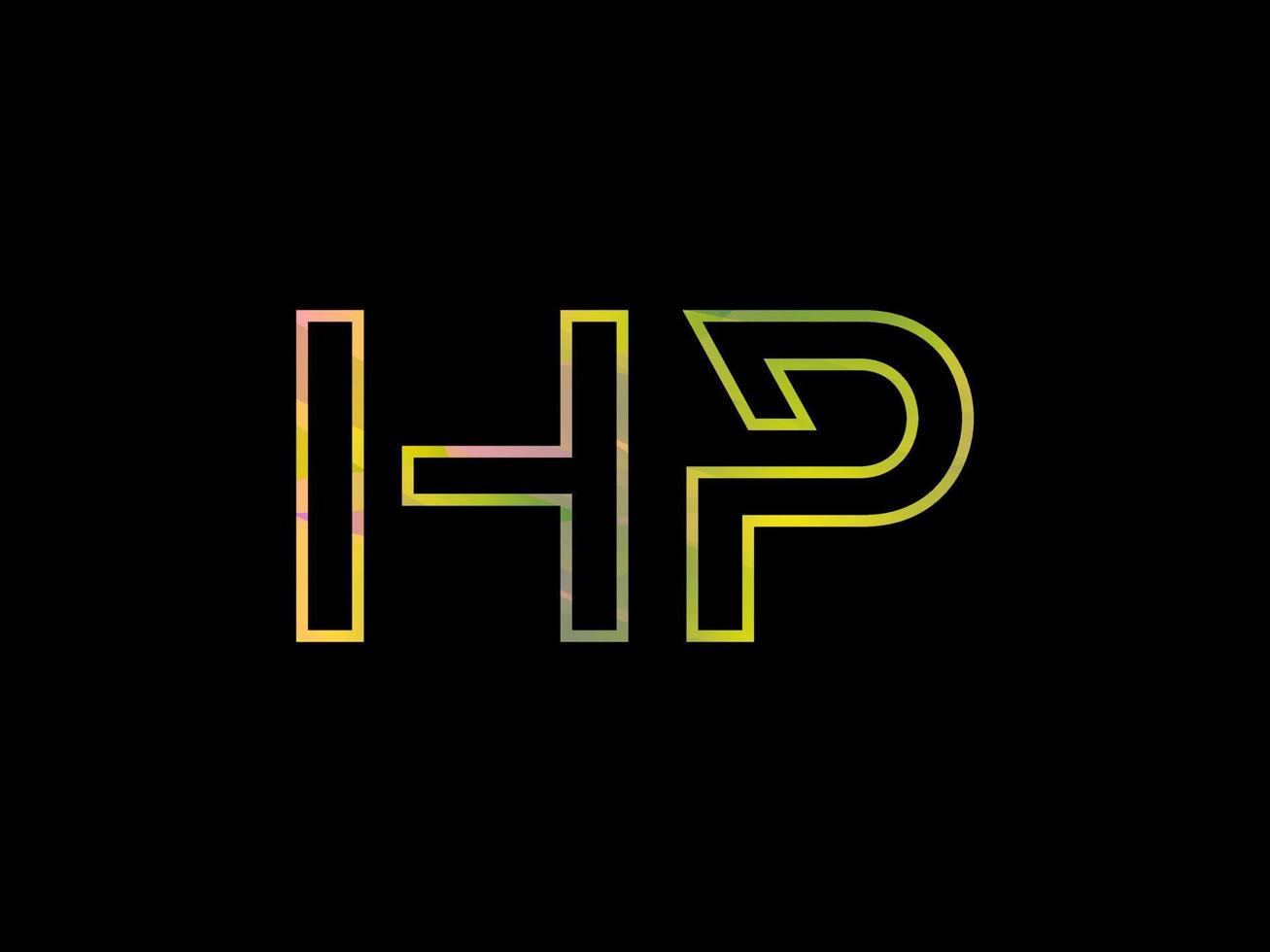 logo de lettre hp avec vecteur de texture arc-en-ciel coloré. vecteur pro