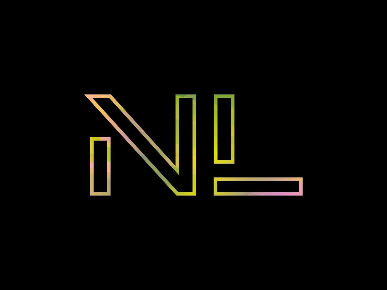 logo de lettre nl avec vecteur de texture arc-en-ciel coloré. vecteur professionnel.