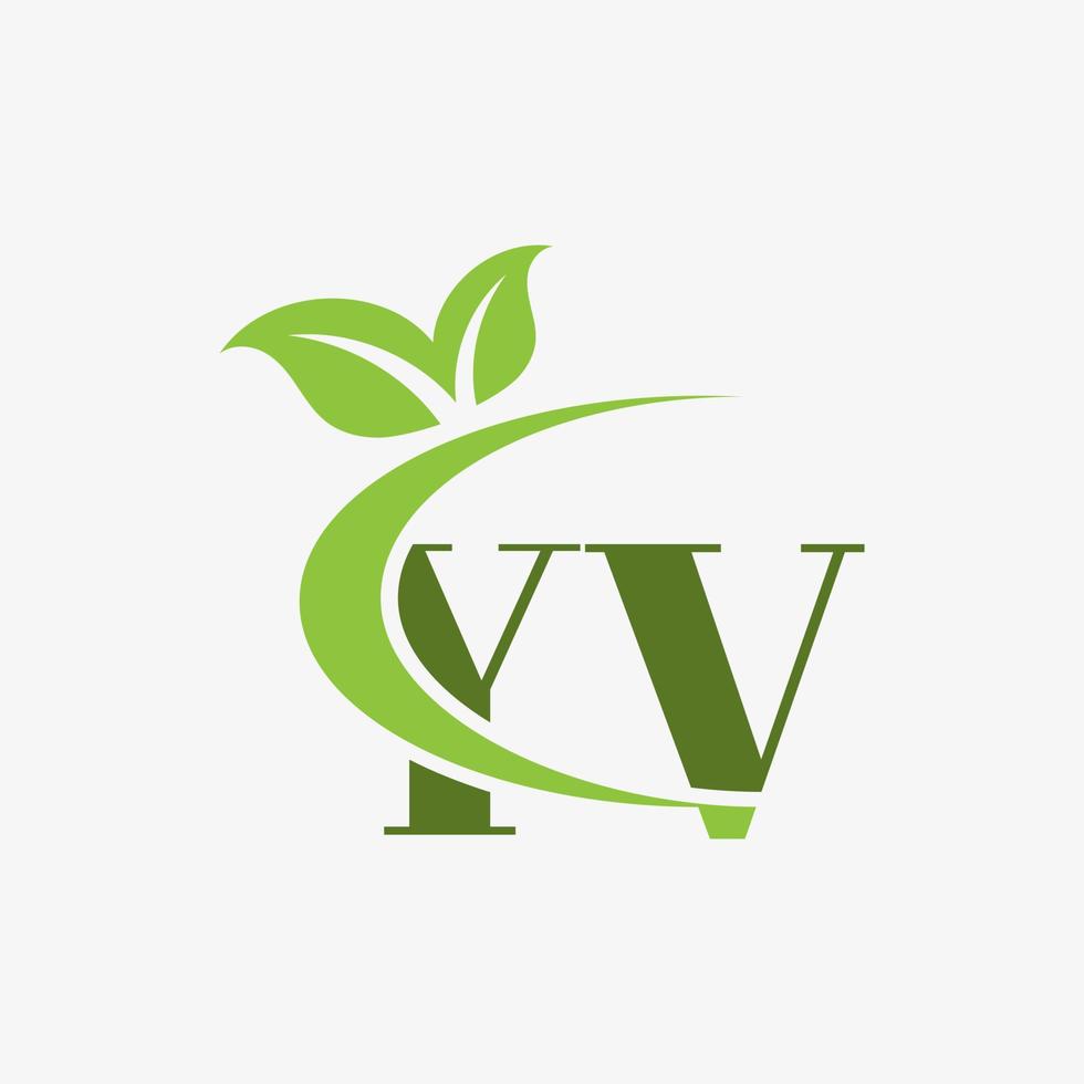 logo de lettre yv avec vecteur d'icône de feuilles swoosh. vecteur professionnel.