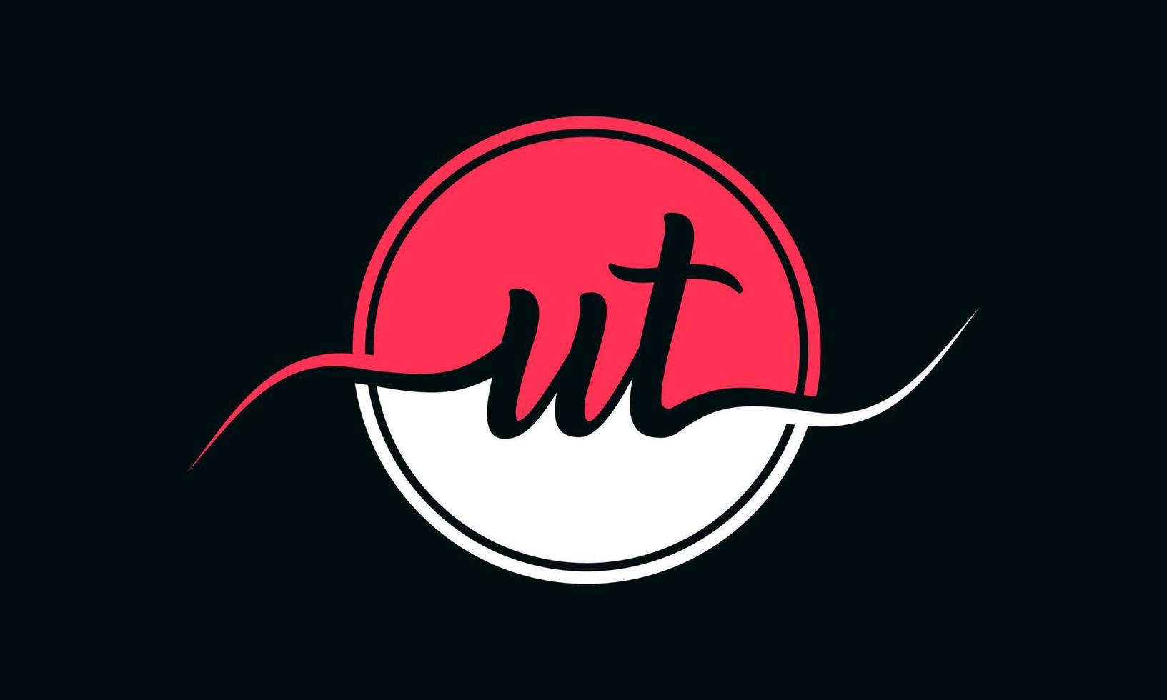 logo initial de la lettre ut avec cercle intérieur de couleur blanche et rose. vecteur professionnel.