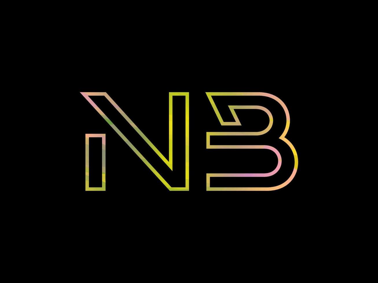 logo de lettre nb avec vecteur de texture arc-en-ciel coloré. vecteur professionnel.