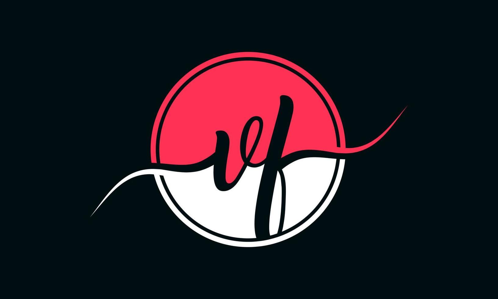 logo initial de la lettre vf avec cercle intérieur de couleur blanche et rose. vecteur professionnel.