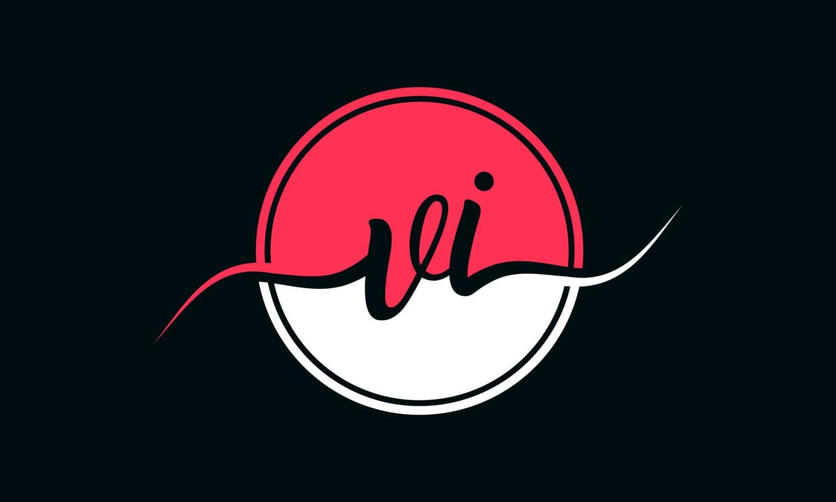 logo initial de la lettre vi avec cercle intérieur de couleur blanche et rose. vecteur professionnel.