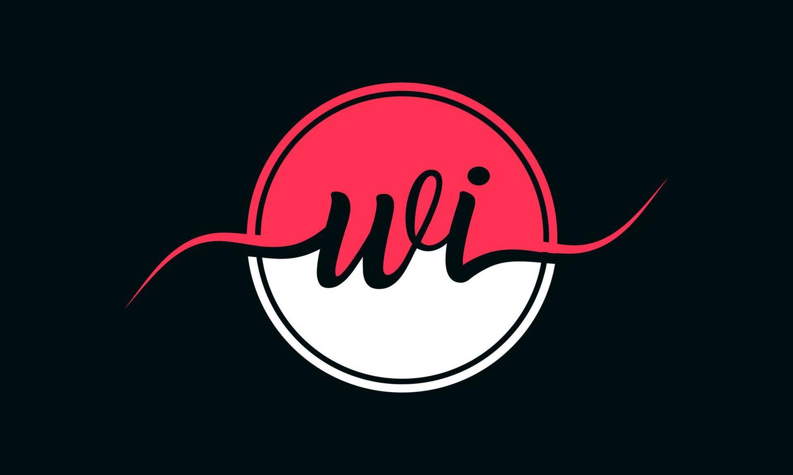 logo initial de la lettre wi avec cercle intérieur de couleur blanche et rose. vecteur professionnel.