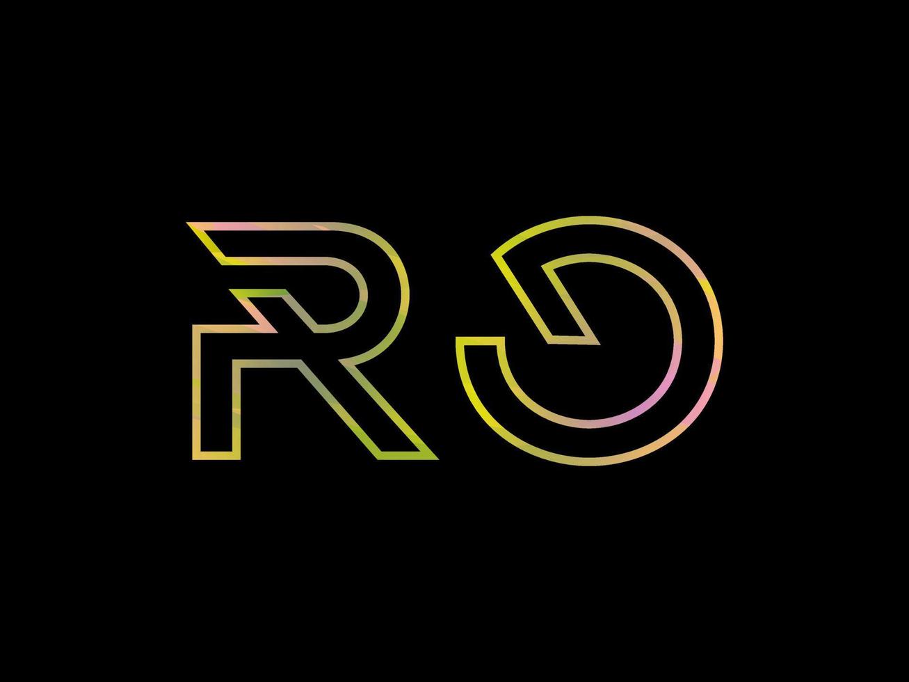 logo de lettre ro avec vecteur de texture arc-en-ciel coloré. vecteur professionnel.