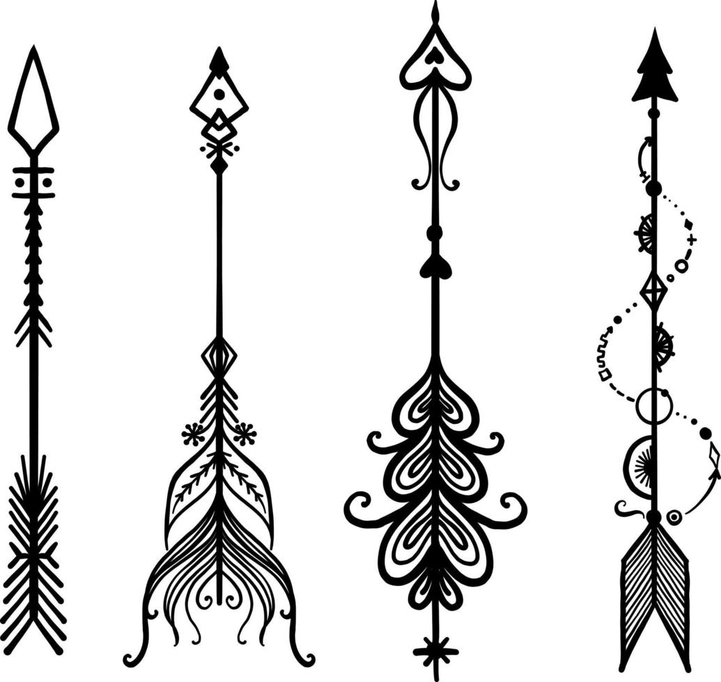 illustration vectorielle d'ornement de flèche en couleurs noir et blanc vecteur