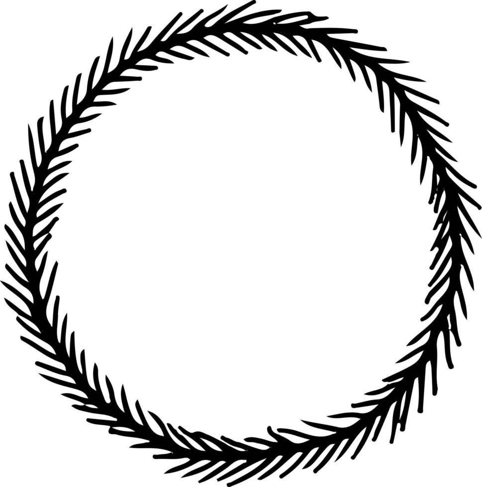 illustration vectorielle d'ornement de cadre floral circulaire en couleurs noir et blanc vecteur
