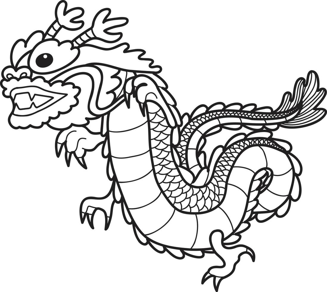 illustration de dragon chinois dessiné à la main vecteur