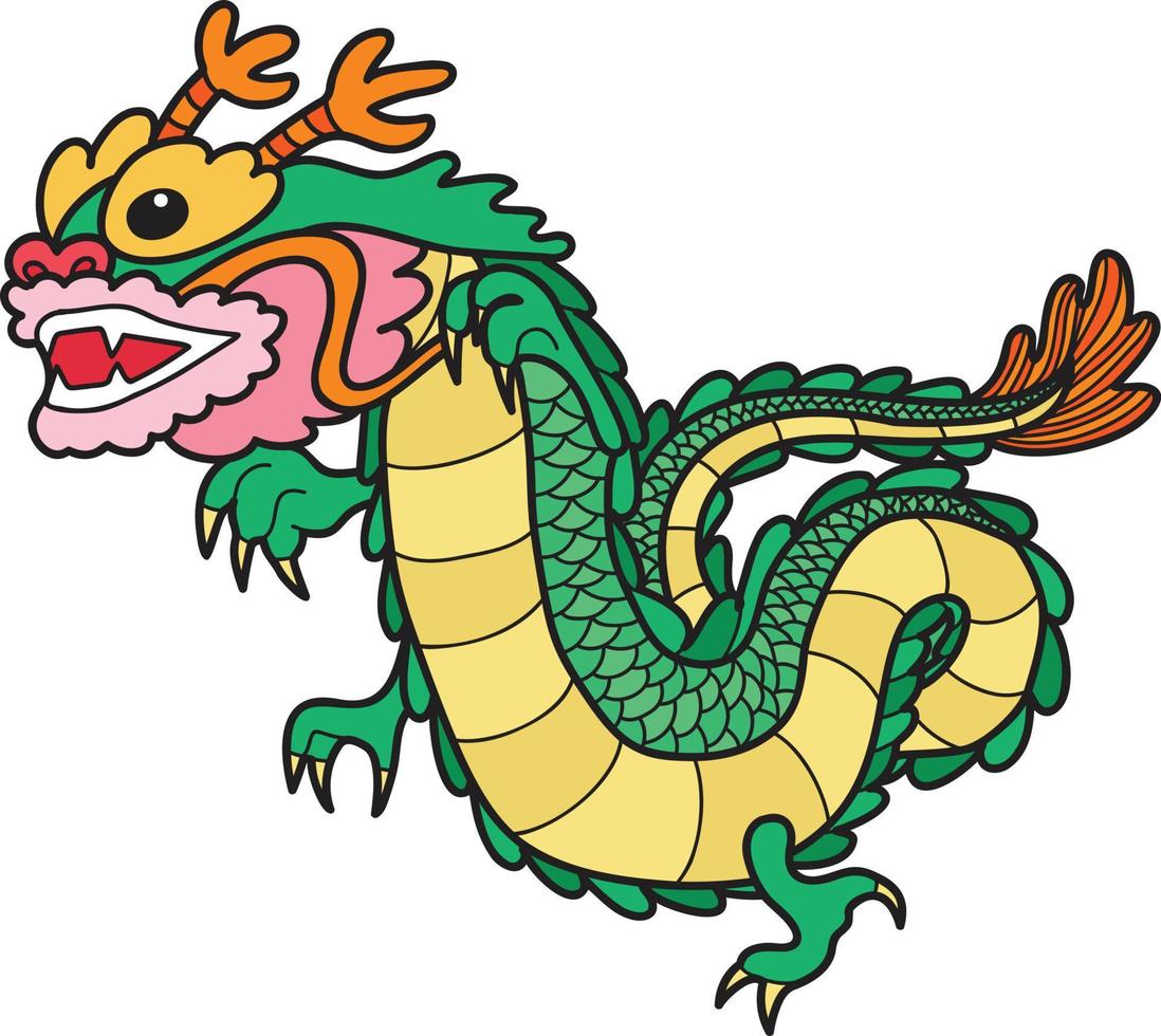 illustration de dragon chinois dessiné à la main vecteur