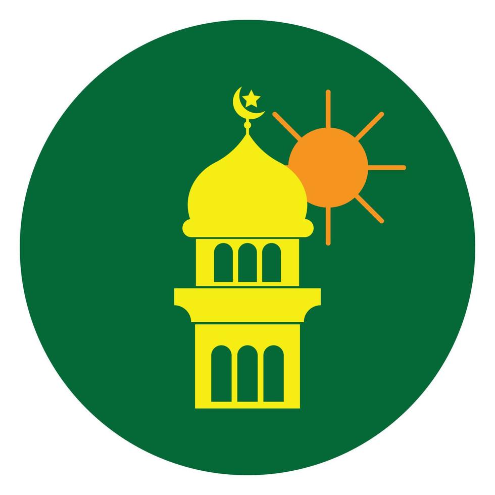 icône plate islamique de temps de prière de zuhr vecteur