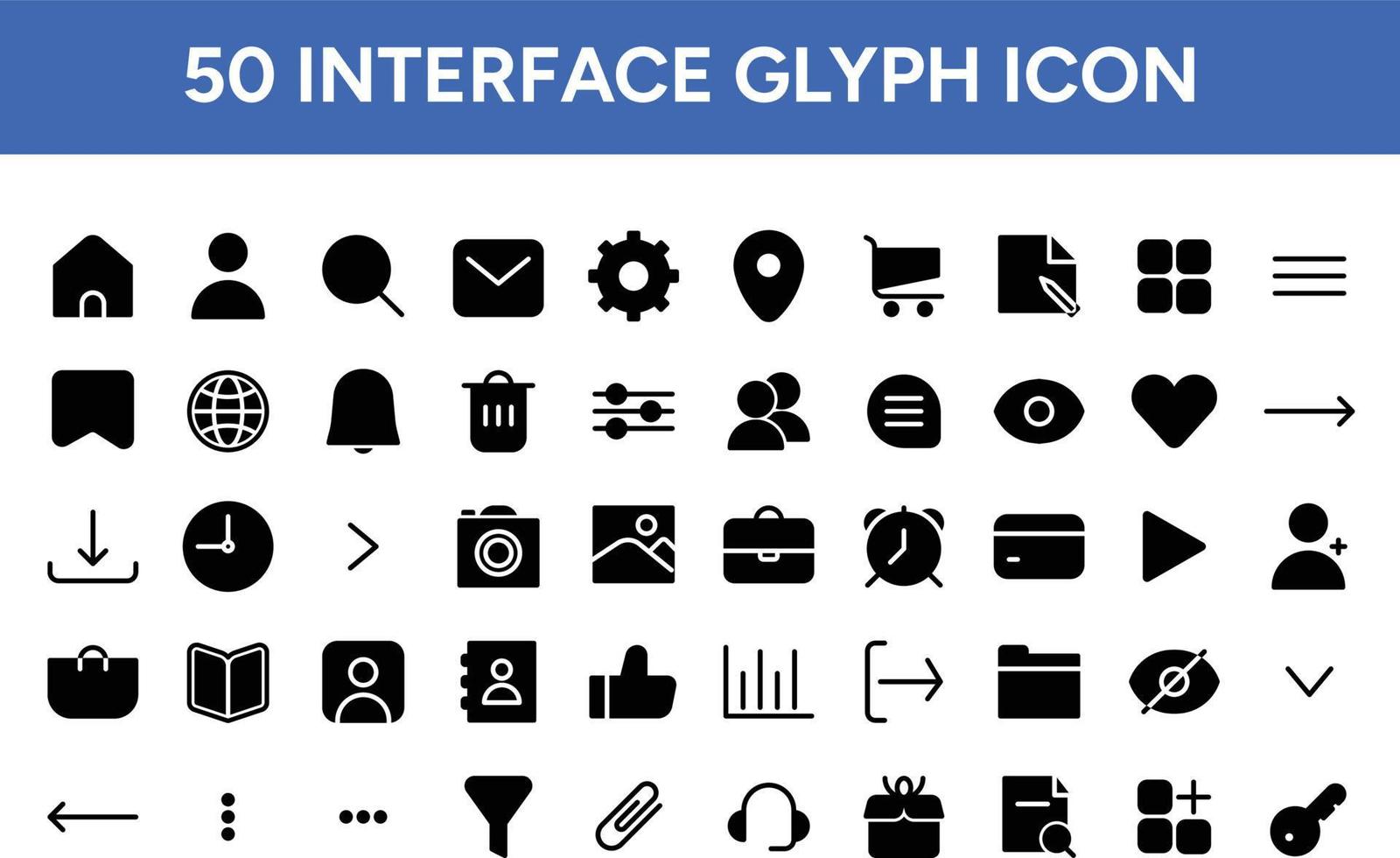 jeu d'icônes de glyphe d'interface vecteur