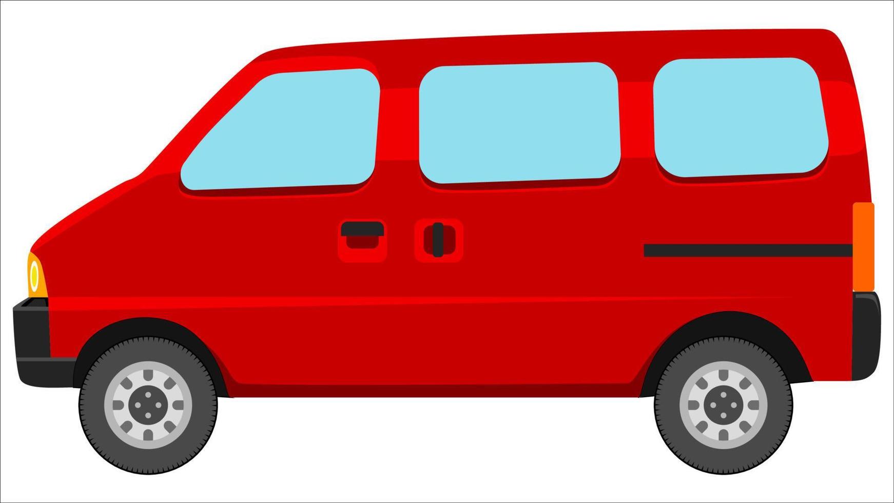 van en vecteur de couleur vive, illustration vectorielle de voiture réaliste plat couleur vive