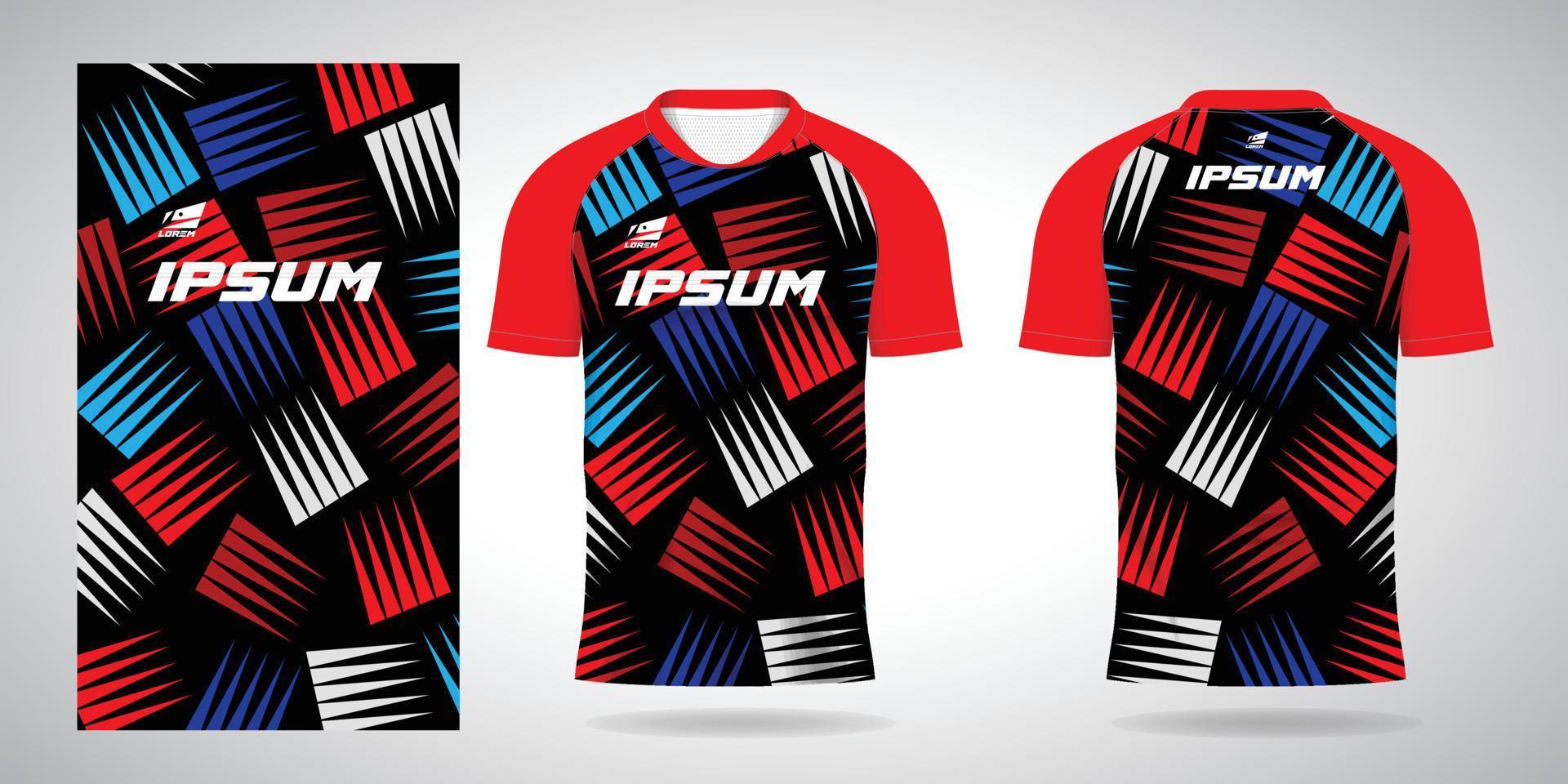 modèle de maillot de sport bleu rouge noir blanc pour les uniformes d'équipe et le football vecteur