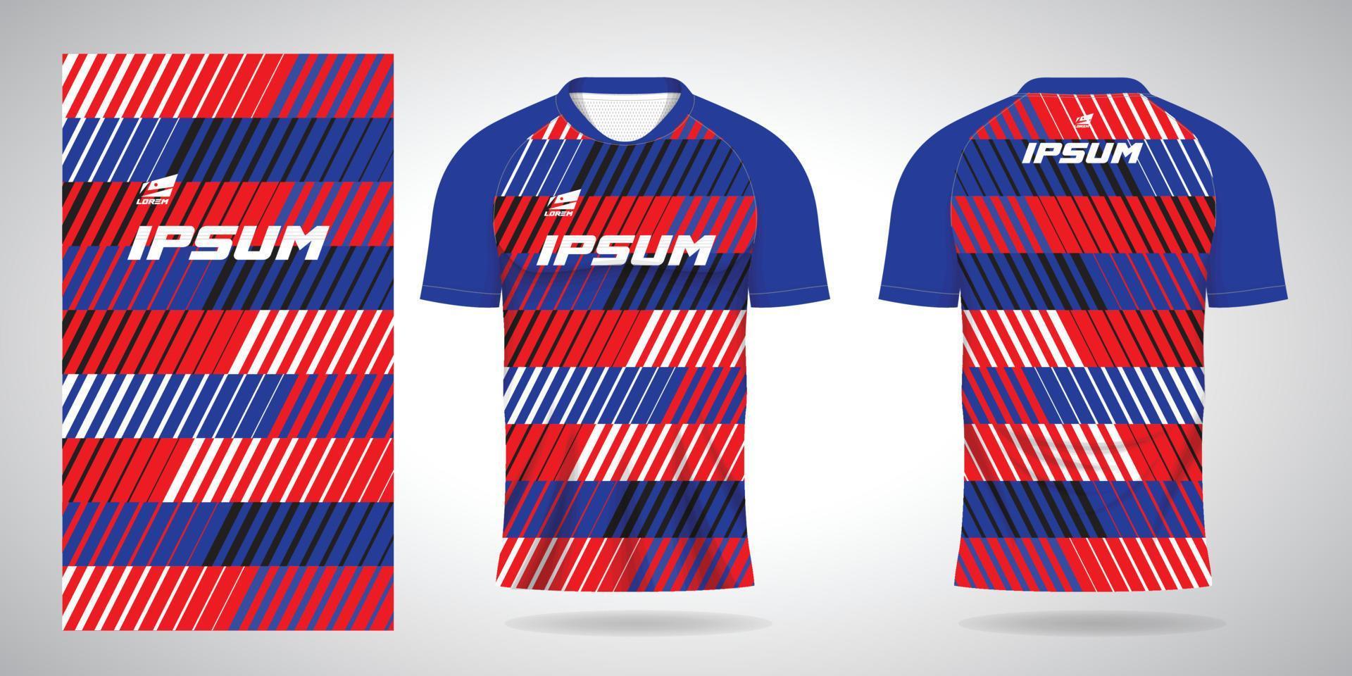 modèle de maillot de sport bleu rouge noir blanc pour les uniformes d'équipe et le football vecteur