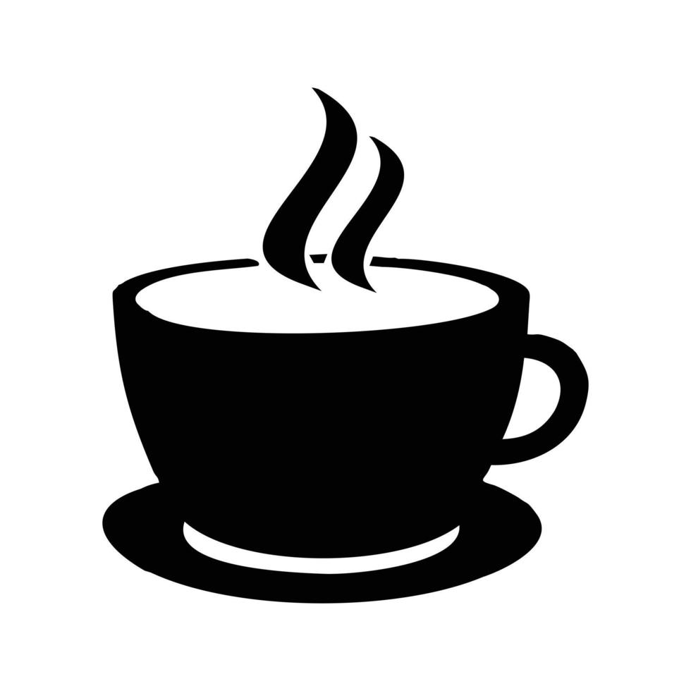 silhouette de tasse avec de la fumée gonflée. convient aux éléments de conception de logo de café ou de chocolat chaud. élément de conception de logo simple vecteur